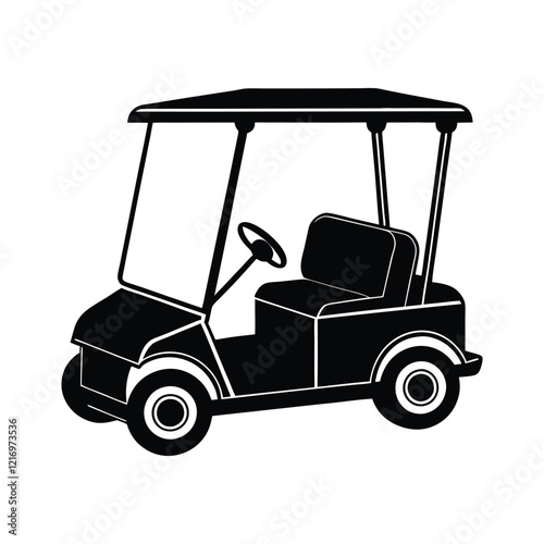 Golf cart vector silhouette 