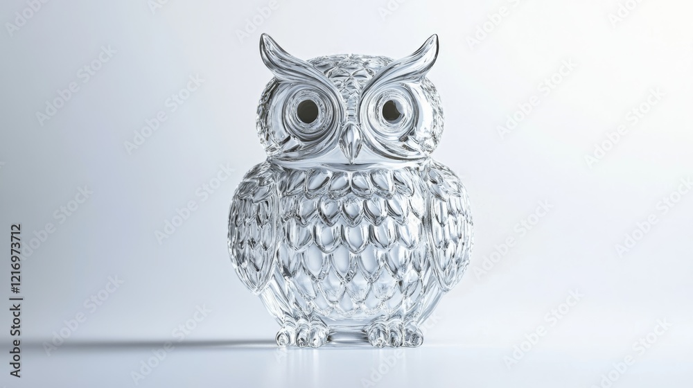 Obraz premium Charming Glass Bottle Shaped Like an Owl with Detailed Eyes