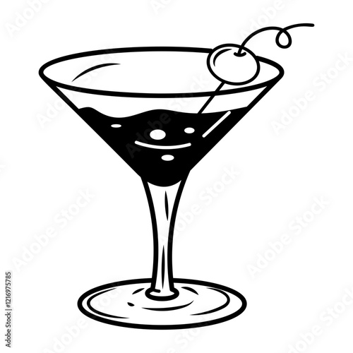 A doodle style icon of cocktail glass