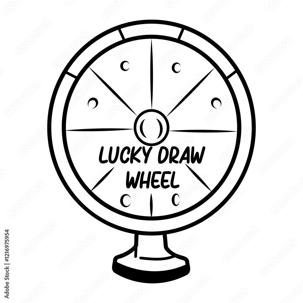 Lucky wheel icon in doodle style Lucky wheel icon in doodle style