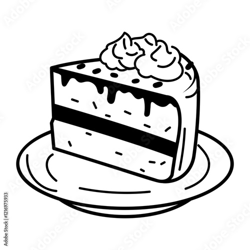 A drawing style icon of cake slice