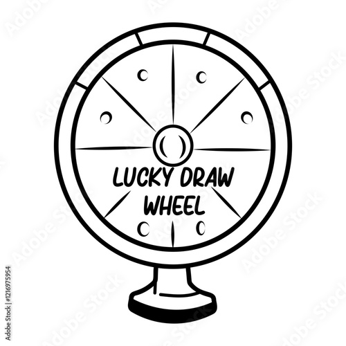 Lucky wheel icon in doodle style