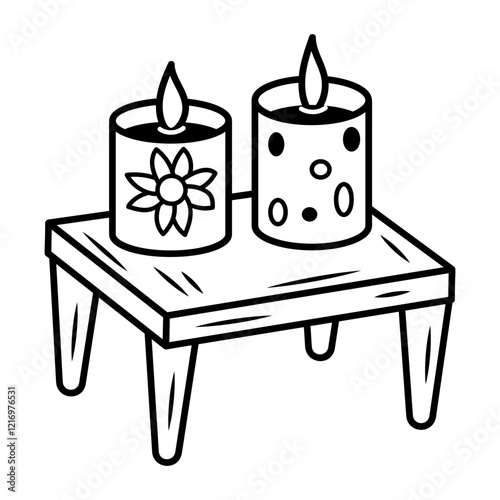 Decorative candles icon in drawing style