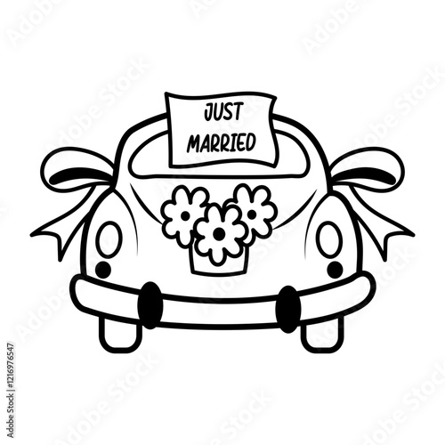 Wedding car icon in doodle style