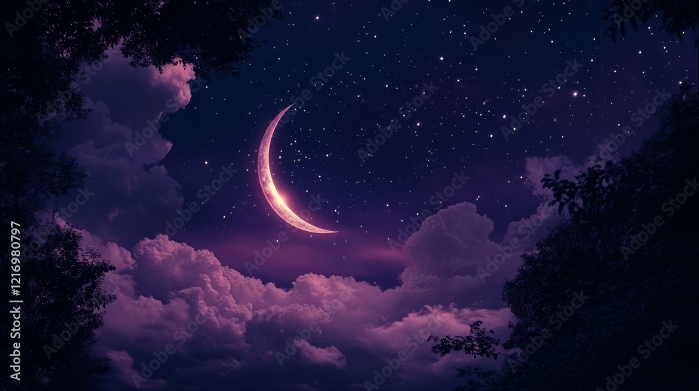 Fototapeta premium Ethereal glow of the moon enhances dreamy themes.