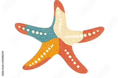 Vibrant Starfish: Ocean Life, Colorful Design, Artistic Illustration, Summer Vibes, Beach Decor, Underwater World, Marine Animal,  Sea Creature, Abstract Art, Nautical Theme.