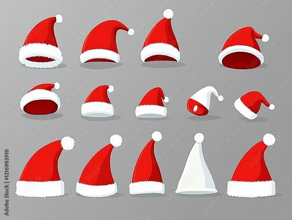 Celebrating the spirit of Christmas with colorful Santa Claus hats. Celebrating the spirit of Christmas with colorful Santa Claus hats.