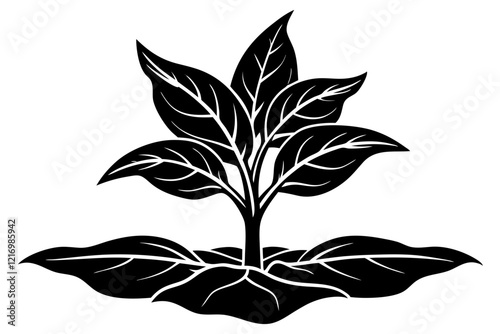 tobacco seedling silhouette vector