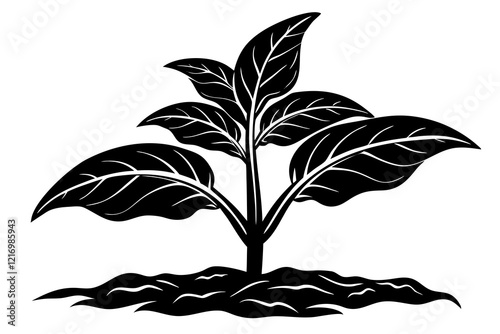 tobacco seedling silhouette vector