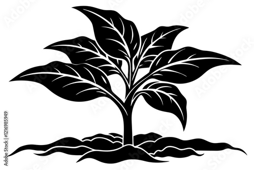 tobacco seedling silhouette vector