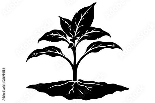 tobacco seedling silhouette vector