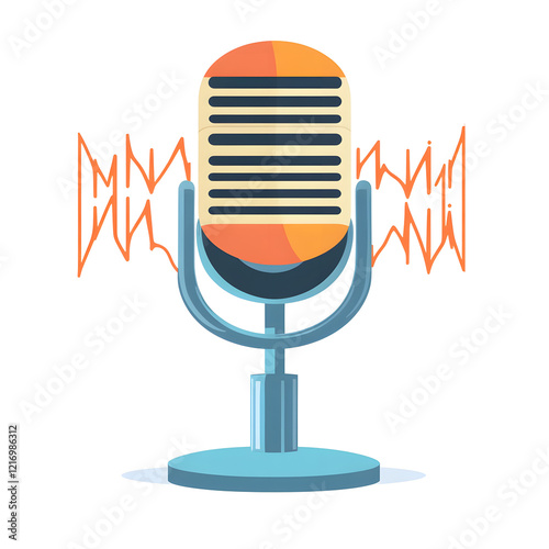 Retro Microphone: Broadcasting Sound Waves,  Classic Audio Design, Vintage Style