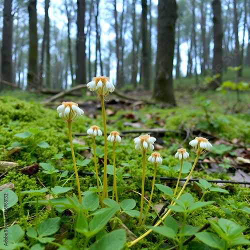 Dentaria bulbifera grows in the forest in spring photo