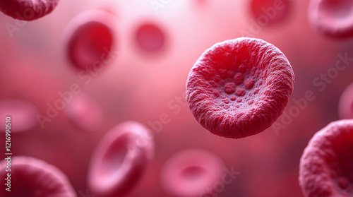Erythrocytes under Microscope, Blood Count Test, Red Cells in Vessel, Artery, Vein