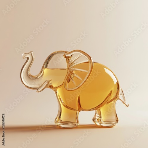 Cute Glass Bottle Shaped Like an Elephant in Smooth Topaz Color photo