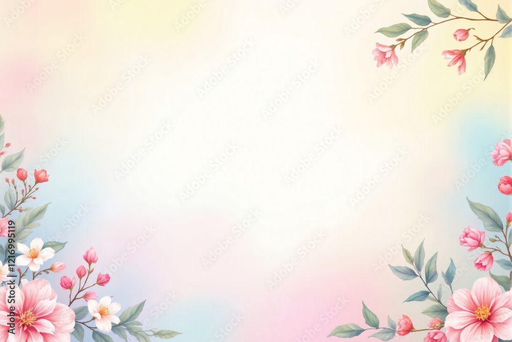 Naklejka premium Pastel Floral Frame Spring Blossom Background Design