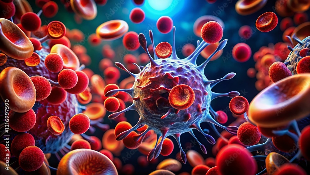 Microscopic Silhouette: Platelet Clot Formation - Blood Cell Aggregation Microscopic Silhouette: Platelet Clot Formation - Blood Cell Aggregation