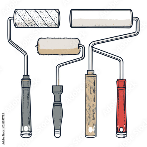 Paint roller and grunge paint brush and roller