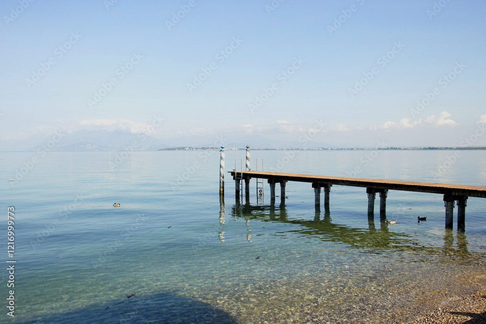 Fototapeta premium View of Lake Garda from Desenzano sul Garda, Lombardy, Italy.