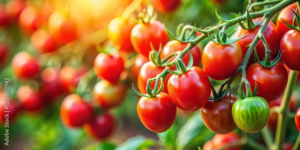 Miniature World: Ripe Tomatoes on the Vine, Tilt-Shift Photography Miniature World: Ripe Tomatoes on the Vine, Tilt-Shift Photography