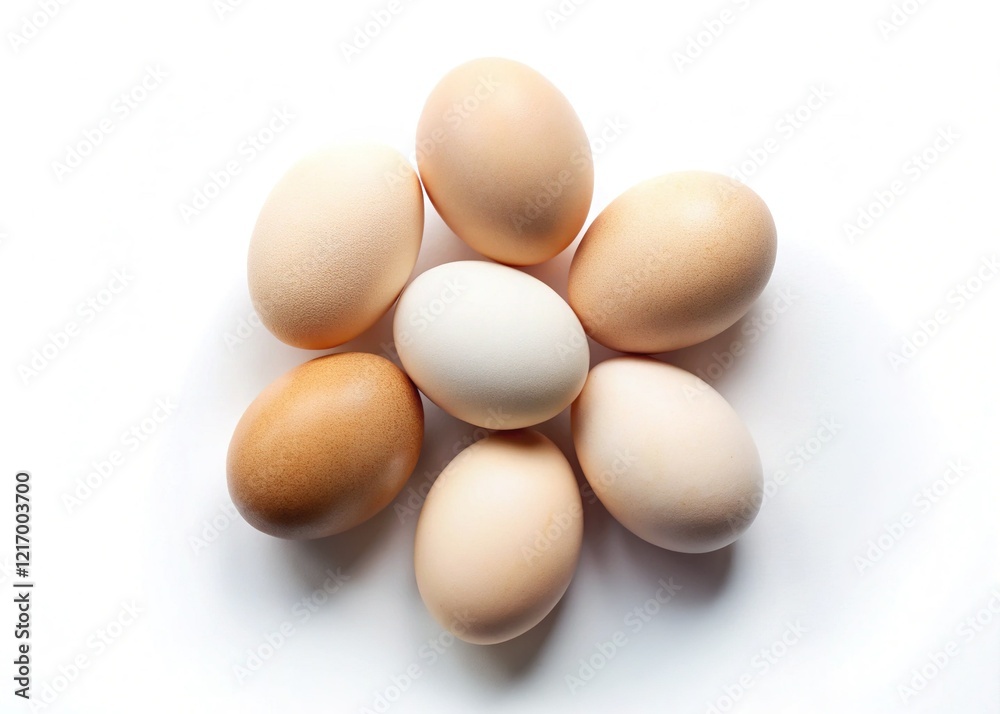 Minimalist Top View of Isolated Duck Eggs on White Background Minimalist Top View of Isolated Duck Eggs on White Background
