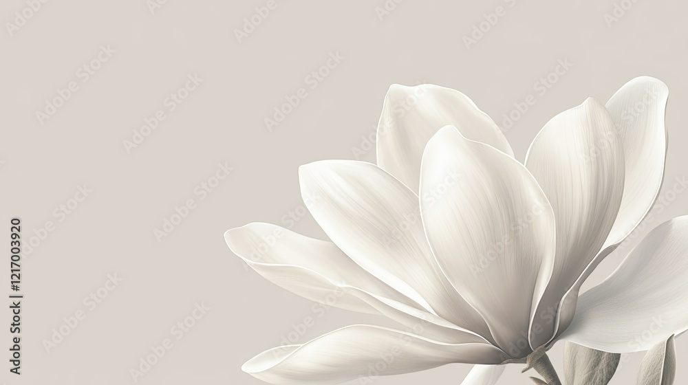Fototapeta premium Serene Magnolia Blossom: A Delicate, Muted Floral Painting
