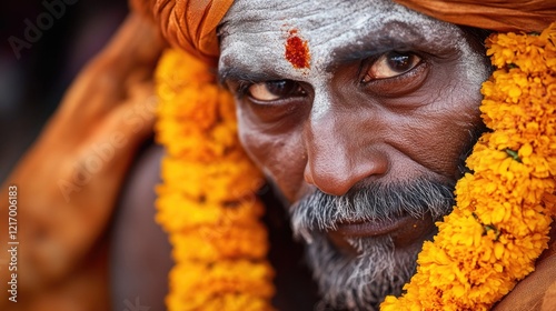 Portrait of a person with a turban, suitable for cultural or religious themed projects photo