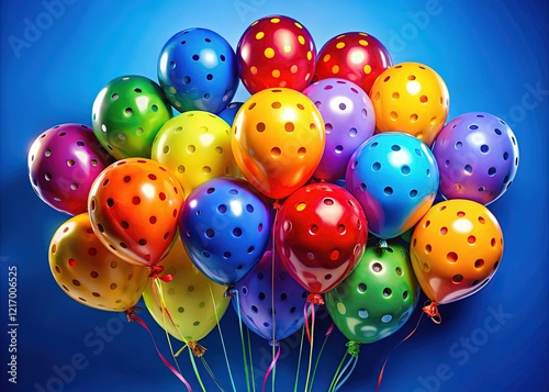 Vibrant Pickleball Balloons Festive Party Decor Blue Background