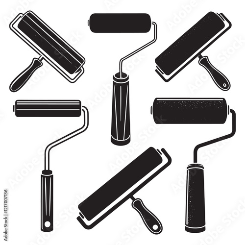 Paint roller and grunge paint brush and roller