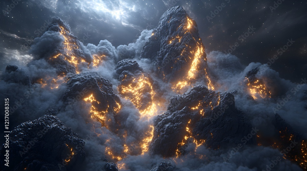 Obraz premium Radiant Galaxy with Colorful Nebulae and Star Clusters in Space