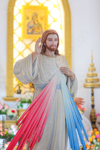 Fotografie Jesus Divine Mercy Catholic religious statue