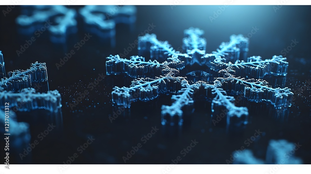 Obraz premium Tranquil Starry Blue Background with Detailed Snowflake Design