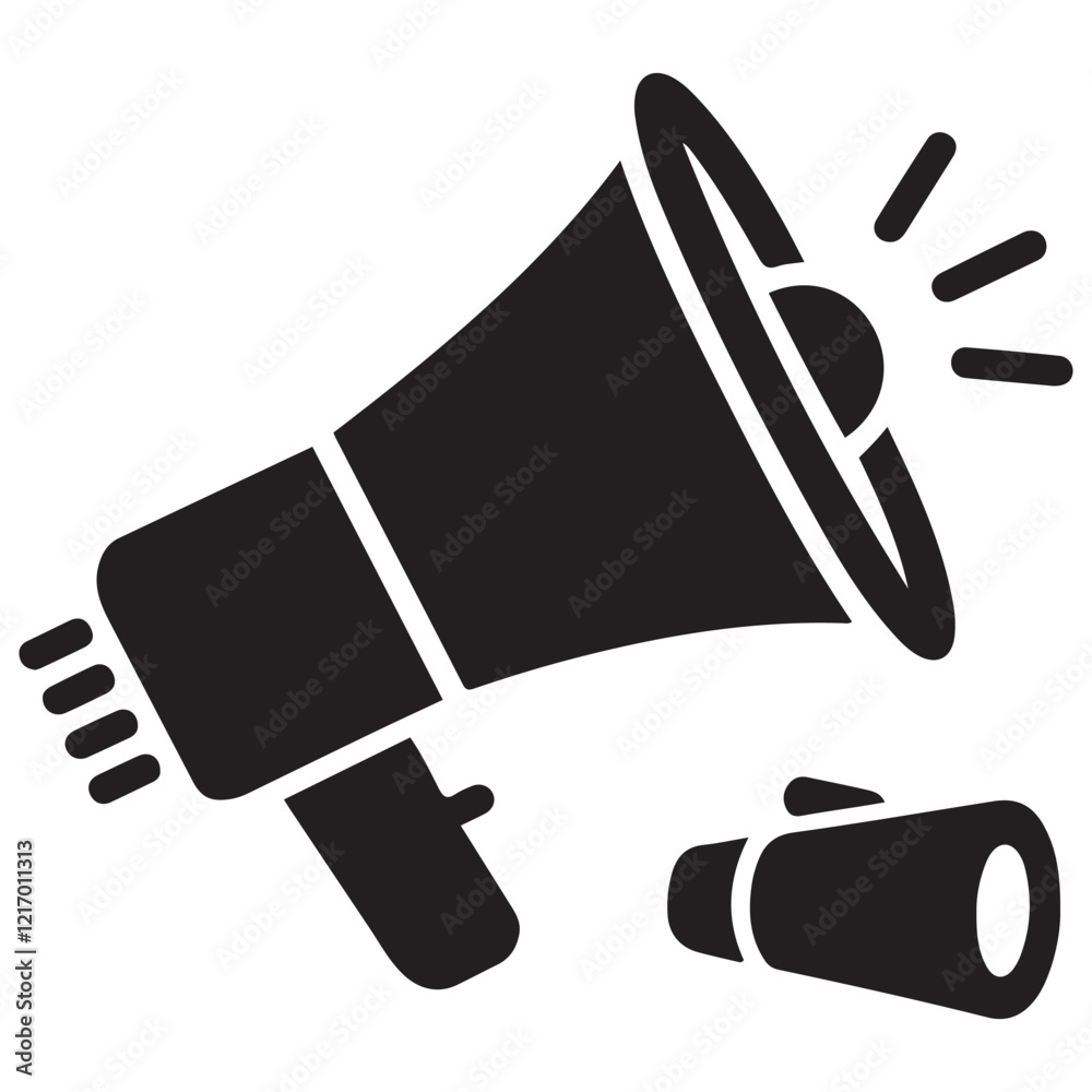 megaphone silhouette, minimal car horn icon vector illustration megaphone silhouette, minimal car horn icon vector illustration