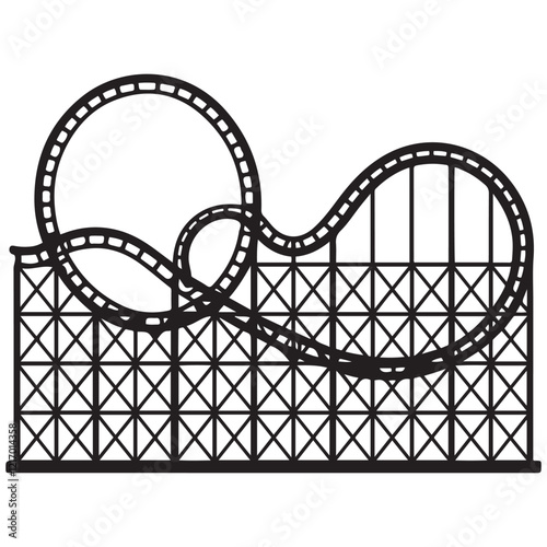 Rollercoaster black silhouette on a white background. Rollercoaster Black flat icon. Vector illustration.