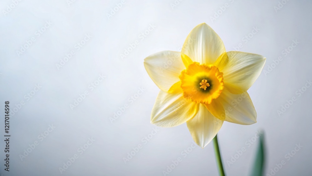 Fototapeta premium Minimalist Spring Daffodils: Yellow Flowers on White Background