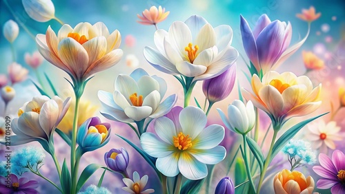 Minimalist Spring Flower Canvas Art: Clean White Abstract Floral Design