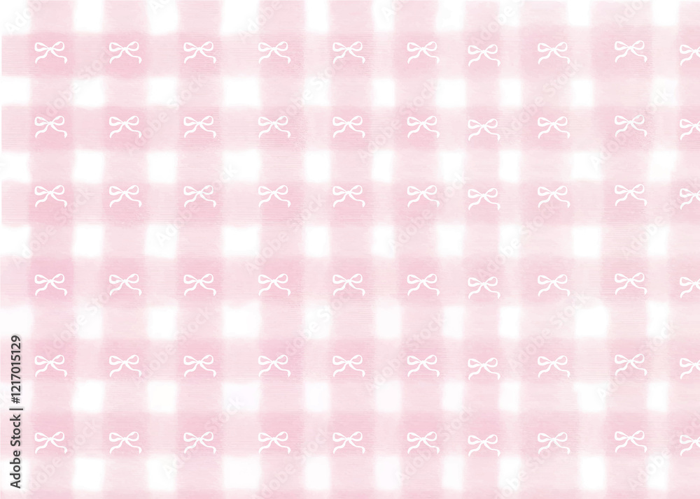 Pink checkered seamless pattern with little bows background Day Vector illustration. Pink checkered seamless pattern with little bows background Day Vector illustration.