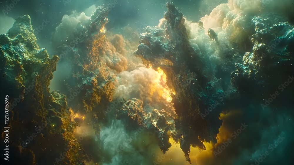 Fototapeta premium Cosmic Galaxy with Colorful Nebula Clouds in Infinite Space