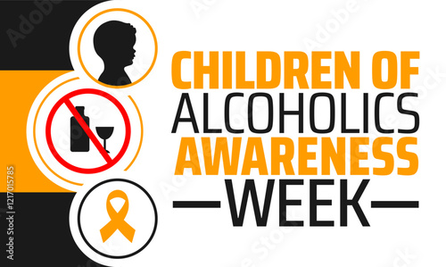 Children of Alcoholics Awareness Week background banner or poster design template. observed every year in February. Holiday concept. Use to any Template, card, poster, placard, template.