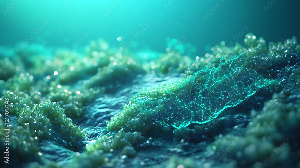 Fototapeta premium Abstract Glowing Aqua Particles Background
