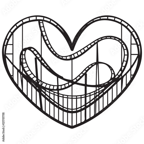 Rollercoaster black silhouette on a white background. Rollercoaster Black flat icon. Vector illustration.