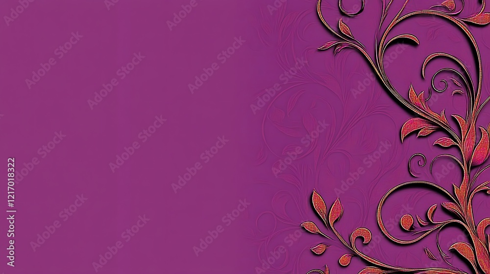 Purple Background With Ornate Floral Design Purple Background With Ornate Floral Design