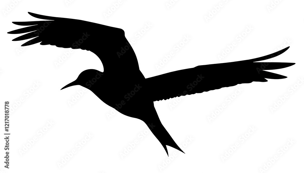 Fototapeta premium Elegant Black Bird Silhouette in Flight Wings Spread Graphic Design Element Vector Illustration Perfect for Logo Nature Wildlife 