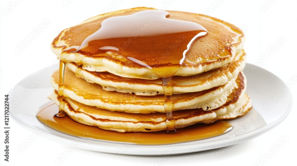 Stack of pancakes with honey isolated in white background Stack of pancakes with honey isolated in white background