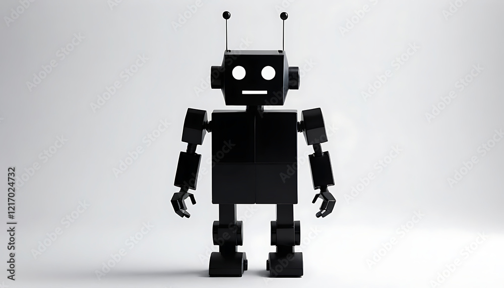 Black Robot Illustration Digital Art Modern Minimalist Design Simple Geometric Blocky Figure Futuristic Technology Artificial Black Robot Illustration Digital Art Modern Minimalist Design Simple Geometric Blocky Figure Futuristic Technology Artificial
