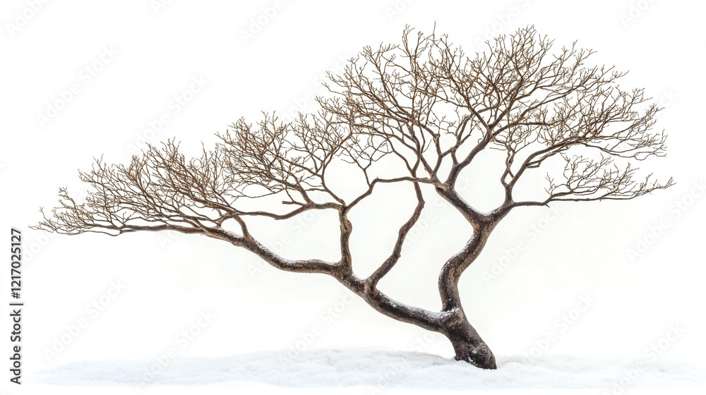 Single tree in winter landscape isolated on white background. Single tree in winter landscape isolated on white background.