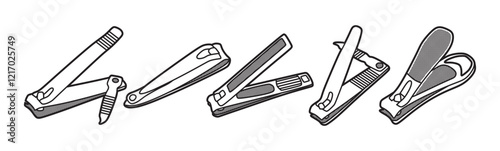 vector image, various black and white nail clippers