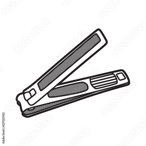 vector image, black and white square nail clippers