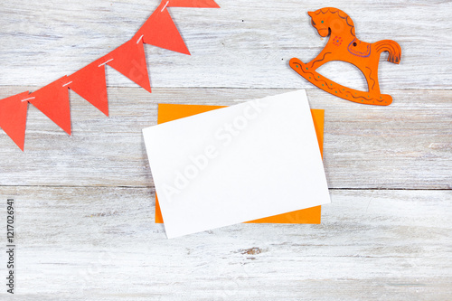 5x7 Kids Party Invitation Mockup with Red Flags