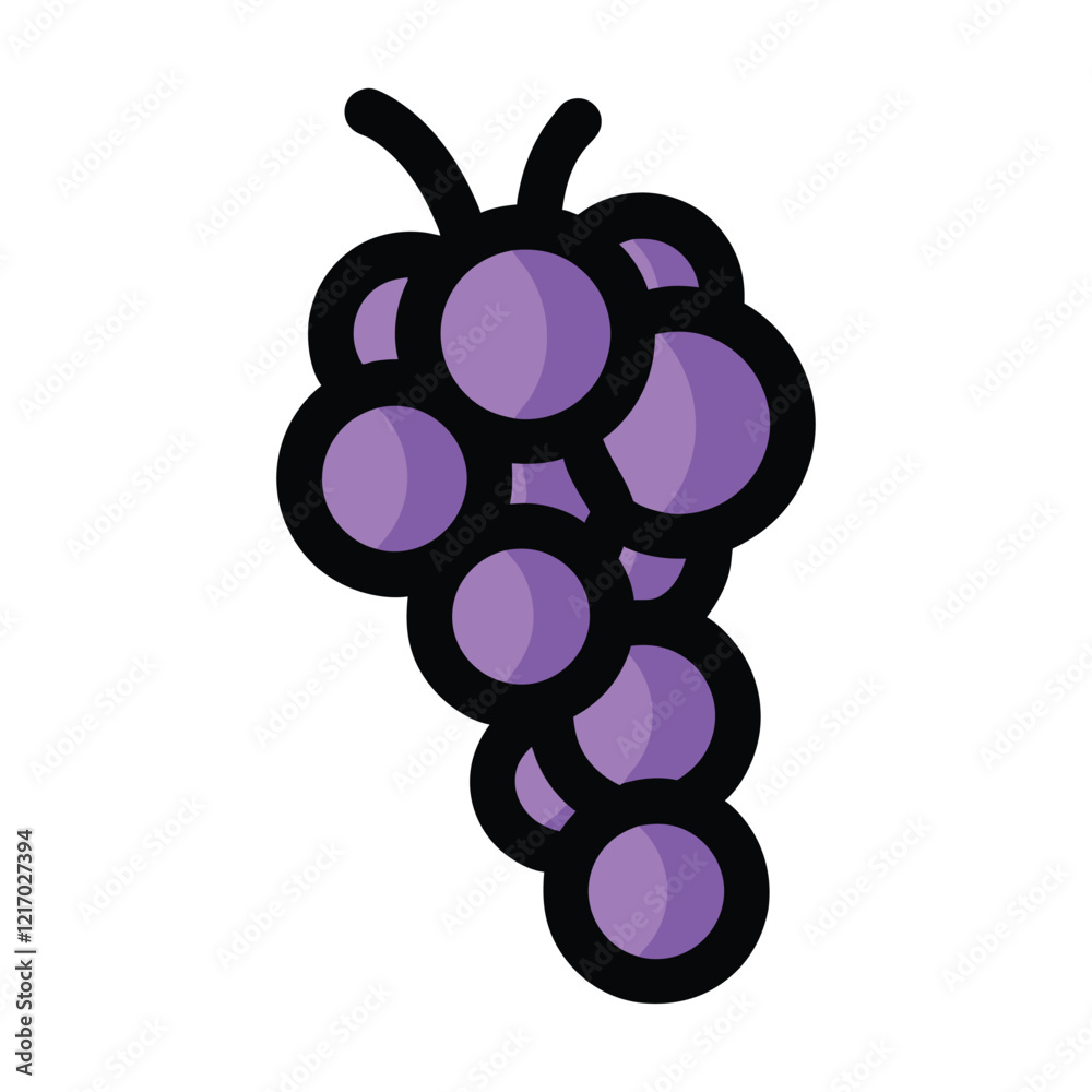 Purple Grapes Cartoon Illustration Simple Design, Purple Grapes Cartoon Illustration Simple Design,